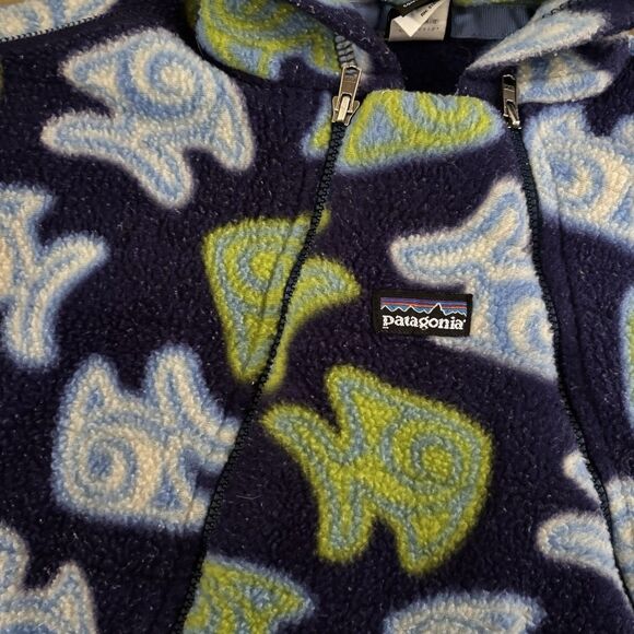 Patagonia Fleece Bunting Baby Infant 3-6 Months Zen Turtle Fish VINTAGE 90s RARE - Picture 2 of 10